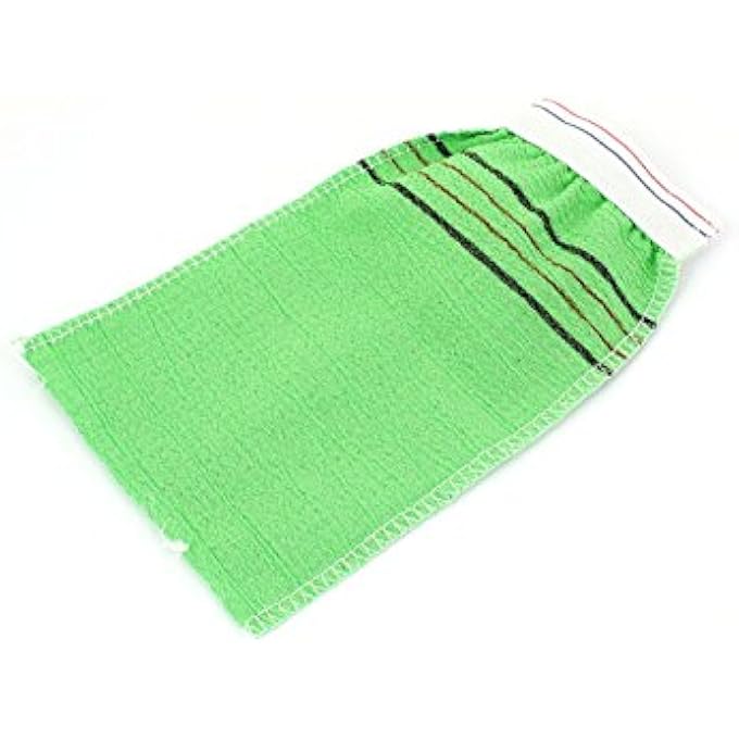 Ruilogod Bathroom Skin Body Exfoliating Massage Cleaner Bath Glove Mitt Green - Image 2